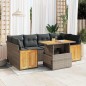 vidaXL Set Divani da Giardino 7pz con Cuscini Grigio Polyrattan Acacia vidaXL Set Divani da Giardino 7pz con Cuscini Grigio Polyrattan Acacia