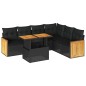 vidaXL Set Divani da Giardino con Cuscini 7pz Nero Polyrattan Acacia vidaXL Set Divani da Giardino con Cuscini 7pz Nero Polyrattan Acacia