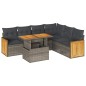 vidaXL Set Divani da Giardino 7pz con Cuscini Grigio Polyrattan Acacia vidaXL Set Divani da Giardino 7pz con Cuscini Grigio Polyrattan Acacia