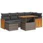 vidaXL Set Divani da Giardino 7pz con Cuscini Grigio Polyrattan Acacia vidaXL Set Divani da Giardino 7pz con Cuscini Grigio Polyrattan Acacia