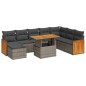 vidaXL Set Divano da Giardino 9pz con Cuscini Grigio Polyrattan Acacia vidaXL Set Divano da Giardino 9pz con Cuscini Grigio Polyrattan Acacia