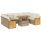 vidaXL Divano da Giardino 10 pz con Cuscini Beige in Polyrattan Acacia vidaXL Divano da Giardino 10 pz con Cuscini Beige in Polyrattan Acacia