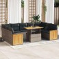 vidaXL Divano Giardino 10 pz con Cuscini Grigio in Polyrattan Acacia vidaXL Divano Giardino 10 pz con Cuscini Grigio in Polyrattan Acacia
