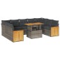 vidaXL Divano Giardino 10 pz con Cuscini Grigio in Polyrattan Acacia vidaXL Divano Giardino 10 pz con Cuscini Grigio in Polyrattan Acacia