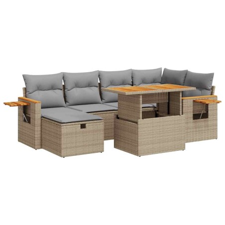 vidaXL Set Divano da Giardino 8 pz con Cuscini Beige in Polyrattan