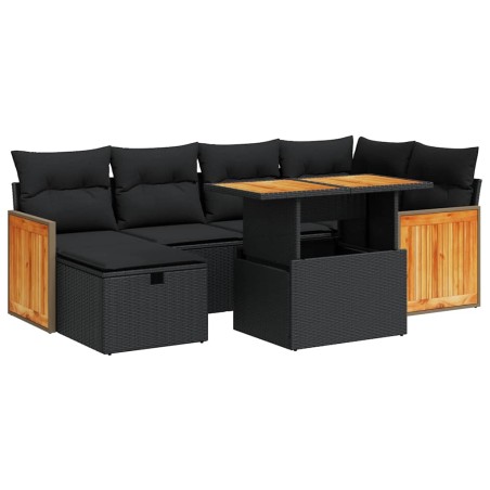 vidaXL Set Divani da Giardino con Cuscini 8 pz Nero in Polyrattan