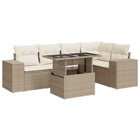 vidaXL Set Divano da Giardino 6 pz con Cuscini Beige in Polyrattan