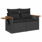 vidaXL Set Divano da Giardino 6 pz con Cuscini Nero Polyrattan Acacia vidaXL Set Divano da Giardino 6 pz con Cuscini Nero Polyrattan Acacia