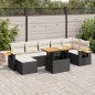 vidaXL Set Divani da Giardino con Cuscini 8 pz Nero Polyrattan Acacia vidaXL Set Divani da Giardino con Cuscini 8 pz Nero Polyrattan Acacia