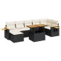 vidaXL Set Divani da Giardino con Cuscini 8 pz Nero Polyrattan Acacia vidaXL Set Divani da Giardino con Cuscini 8 pz Nero Polyrattan Acacia
