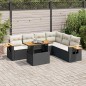 vidaXL Set Divani da Giardino con Cuscini 7pz Nero Polyrattan Acacia vidaXL Set Divani da Giardino con Cuscini 7pz Nero Polyrattan Acacia