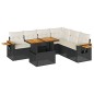 vidaXL Set Divani da Giardino con Cuscini 7pz Nero Polyrattan Acacia vidaXL Set Divani da Giardino con Cuscini 7pz Nero Polyrattan Acacia
