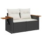 vidaXL Set Divani da Giardino con Cuscini 7pz Nero Polyrattan Acacia vidaXL Set Divani da Giardino con Cuscini 7pz Nero Polyrattan Acacia