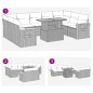 vidaXL Set Divani Giardino 10pz con Cuscini Nero in Polyrattan Acacia vidaXL Set Divani Giardino 10pz con Cuscini Nero in Polyrattan Acacia