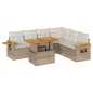 vidaXL Set Divani da Giardino 7 pz con Cuscini Beige Polyrattan Acacia vidaXL Set Divani da Giardino 7 pz con Cuscini Beige Polyrattan Acacia