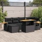 vidaXL Set Divani da Giardino con Cuscini 7pz Nero Polyrattan Acacia
