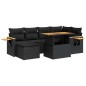 vidaXL Set Divani da Giardino con Cuscini 7pz Nero Polyrattan Acacia
