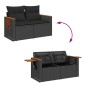 vidaXL Set Divani da Giardino con Cuscini 7pz Nero Polyrattan Acacia