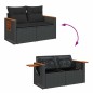 vidaXL Set Divano da Giardino 6 pz con Cuscini Nero Polyrattan Acacia
