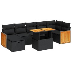 vidaXL Set Divani da Giardino 5 pz con Cuscini in Polyrattan Nero