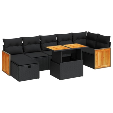 vidaXL Set Divani da Giardino 5 pz con Cuscini in Polyrattan Nero