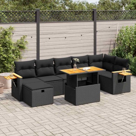 vidaXL Set Divani da Giardino 5 pz con Cuscini in Polyrattan Nero