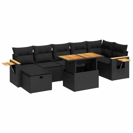 vidaXL Set Divani da Giardino 5 pz con Cuscini in Polyrattan Nero