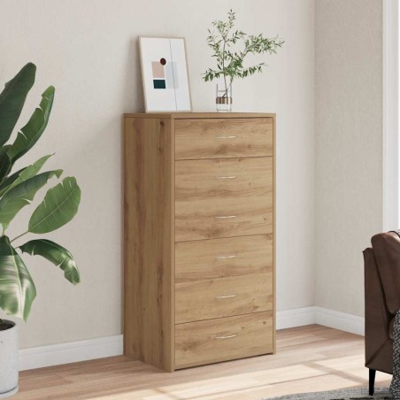 vidaXL Credenza 6 Cassetti Rovere Artigianale 50x34x96cm Truciolato