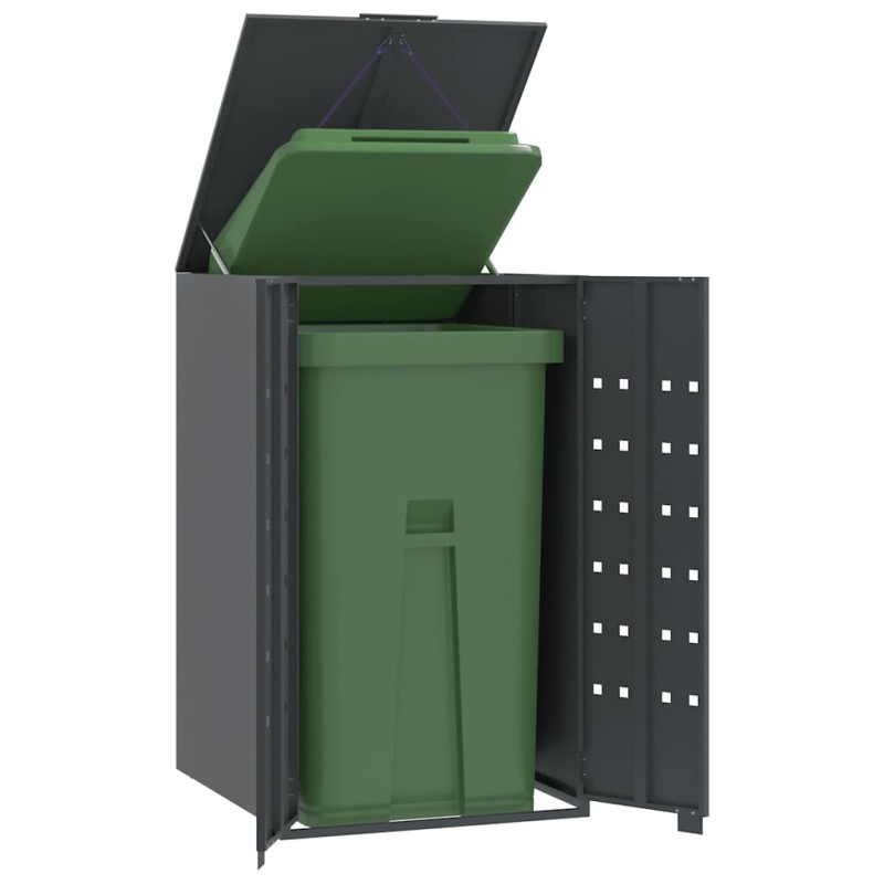 vidaXL Copribidone Ruote Bidone Singolo Antracite 69x79x117cm Acciaio vidaXL Copribidone Ruote Bidone Singolo Antracite 69x79x117cm Acciaio