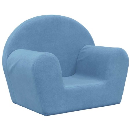 vidaXL Divano per Bambini Blu in Morbido Peluche