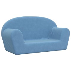 vidaXL Divano per Bambini a 2 Posti Blu in Morbido Peluche