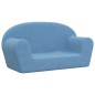 vidaXL Divano per Bambini a 2 Posti Blu in Morbido Peluche