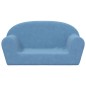 vidaXL Divano per Bambini a 2 Posti Blu in Morbido Peluche