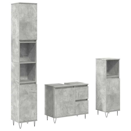 vidaXL Set Mobili da Bagno 3 pz Grigio Cemento in Legno Multistrato