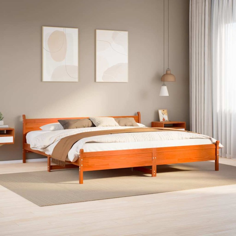 vidaXL Letto senza Materasso Marrone Cera 200x200 cm in Legno di Pino vidaXL Letto senza Materasso Marrone Cera 200x200 cm in Legno di Pino