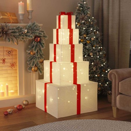 vidaXL Confezione Regalo Decorazioni Natalizie 250 LED Bianco Caldo