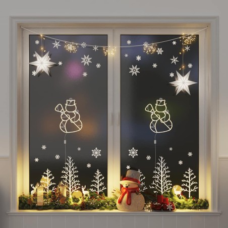 vidaXL Luci di Natale Pupazzo Neve Silhouette 2 pz 35 LED Bianco Caldo