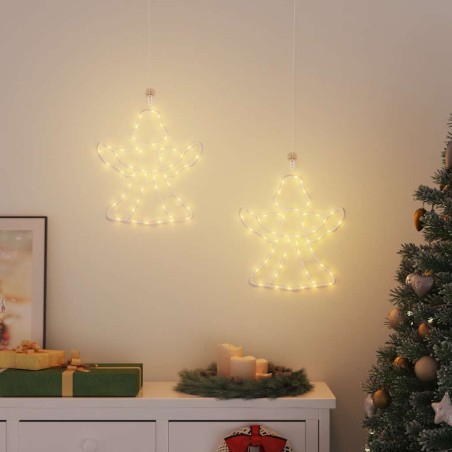 vidaXL Luci di Natale Angelo Silhouette 2 pz 50 LED Bianco Caldo