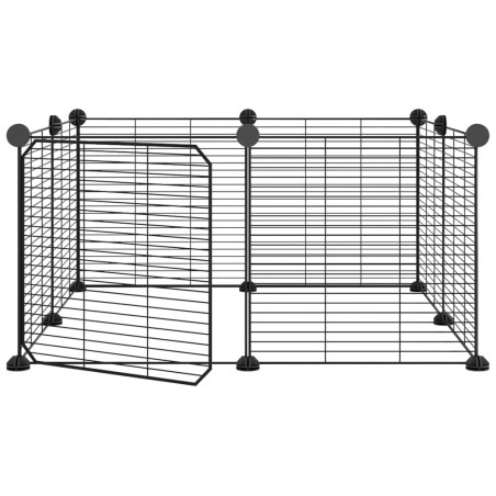 Gabbia per Animali 8 Pannelli con Porta Nero 35x35 cm Acciaio