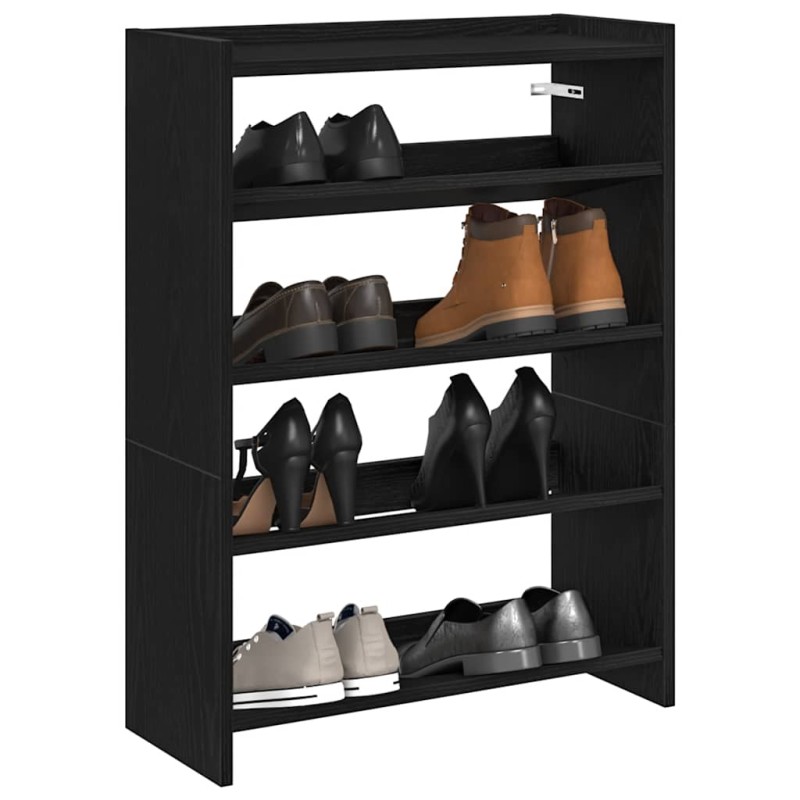 vidaXL Scarpiera Nera 60x25x81 cm in Legno Multistrato