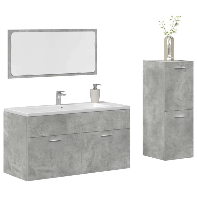 vidaXL Set Mobili da Bagno 3 pz Grigio Cemento in Legno Multistrato vidaXL Set Mobili da Bagno 3 pz Grigio Cemento in Legno Multistrato