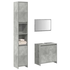 vidaXL Set Mobili da Bagno 3 pz Grigio Cemento in Legno Multistrato