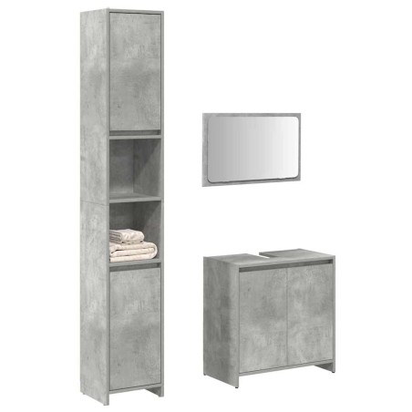 vidaXL Set Mobili da Bagno 3 pz Grigio Cemento in Legno Multistrato