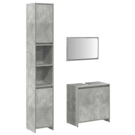 vidaXL Set Mobili da Bagno 3 pz Grigio Cemento in Legno Multistrato