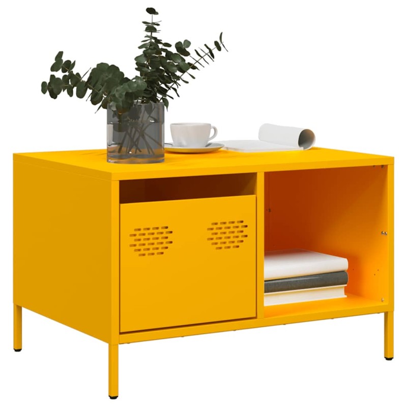 vidaXL Tavolino Giallo Senape 68,5x50x43,5cm Acciaio Laminato a Freddo vidaXL Tavolino Giallo Senape 68,5x50x43,5cm Acciaio Laminato a Freddo