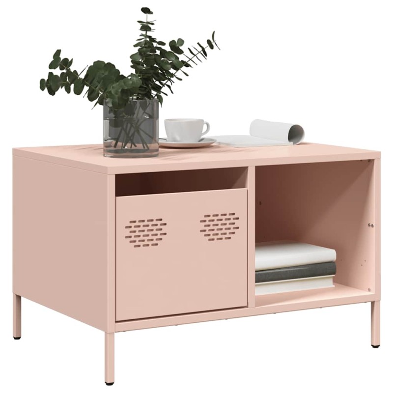 vidaXL Tavolino Rosa 68,5x50x43,5 cm in Acciaio Laminato a Freddo vidaXL Tavolino Rosa 68,5x50x43,5 cm in Acciaio Laminato a Freddo