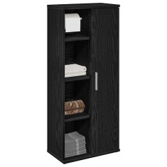 vidaXL Mobile da Bagno con Portarotolo Nero 39x22x90 cm
