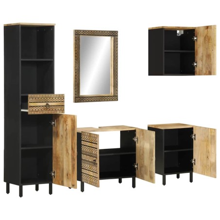 vidaXL Set Mobili da Bagno 5 pz in Legno Massello di Mango