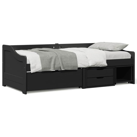 vidaXL Dormeuse con 3 Cassetti senza Materasso Nero 90x200 cm IRUN