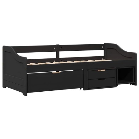 vidaXL Dormeuse con 3 Cassetti senza Materasso Nero 90x200 cm IRUN